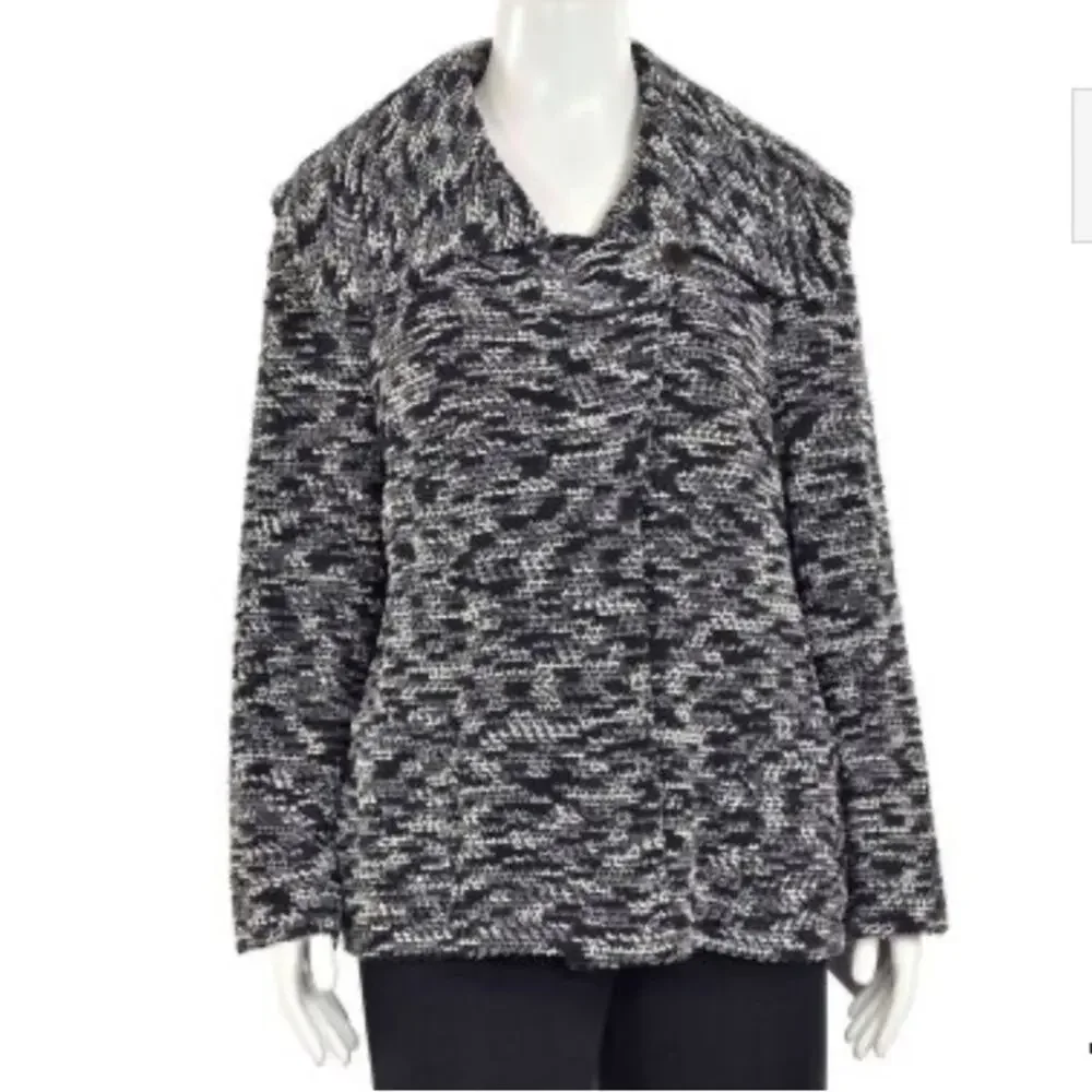 St John Collection Black & Gray Boucle Sweater Jacket Womens sz 4